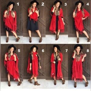 NWT LuLaRoe Mimi Red Fringe Chenille Women's Wrap